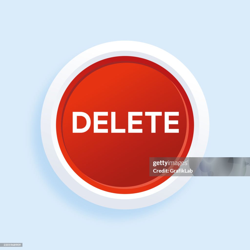 Red Delete Button On Blue Background For User Interface Design High-Res ...