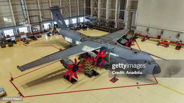 View of the A400M aircraft, also known as 'Koca Yusuf,' has strategic importance in enhancing the Turkish Armed Forces' tactical and transportation...