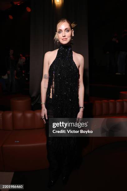 Chiara Ferragni attends the front row at the Dsquared2 F/W 2025 - 2026 runway during the Milan Fashion Week - Womenswear Fall/Winter 2025/2026 at on...