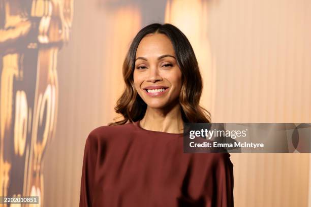 Zoe Saldana attends the 97th Annual Oscars Nominees Dinner at the Academy Museum of Motion Pictures on February 25, 2025 in Los Angeles, California.