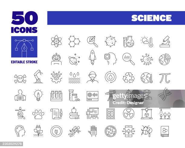 illustrations, cliparts, dessins animés et icônes de ensemble d’icônes de ligne scientifique simple. technologie, innovation, recherche, data, scientifique. trait modifiable 50 icônes de ligne. - manipulation génétique