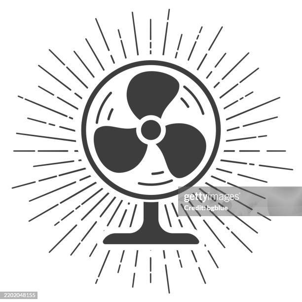 electric fan. icon with sunbursts on white background - old air conditioner unit stock illustrations