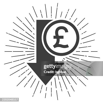 Pound decrease. Icon with sunbursts on white background Pound decrease. Icon with sunbursts on white background
