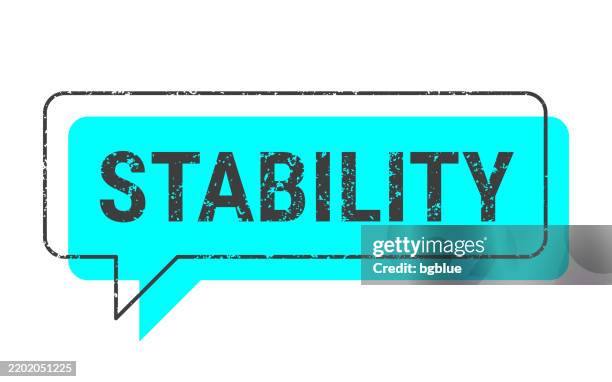 stability - blue grunge speech bubble on blank background - solid color balloons stock illustrations