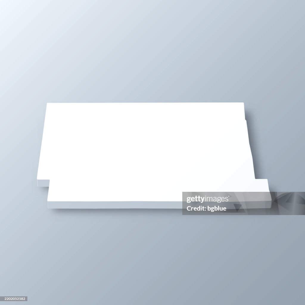 Box Butte County, Nebraska. 3D Map on gray background