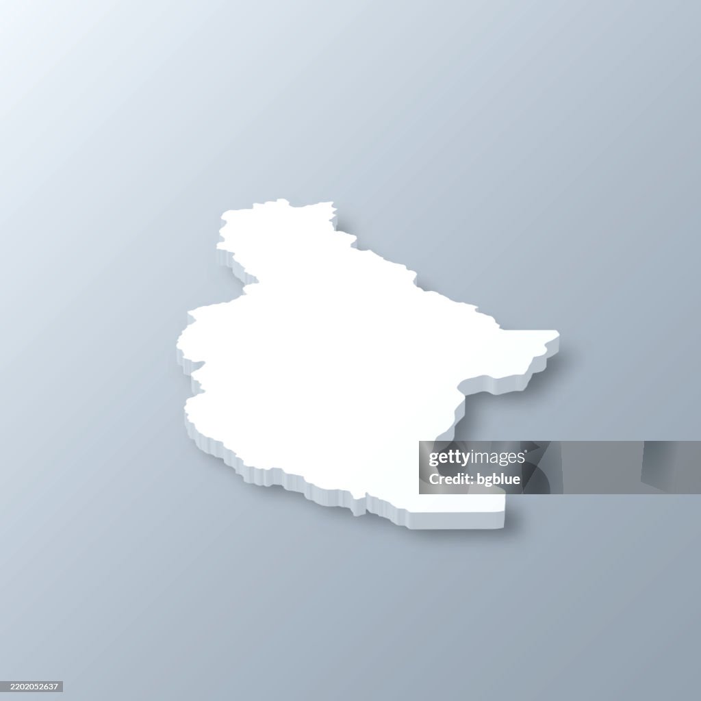 Chelan County, Washington. 3D Map on gray background