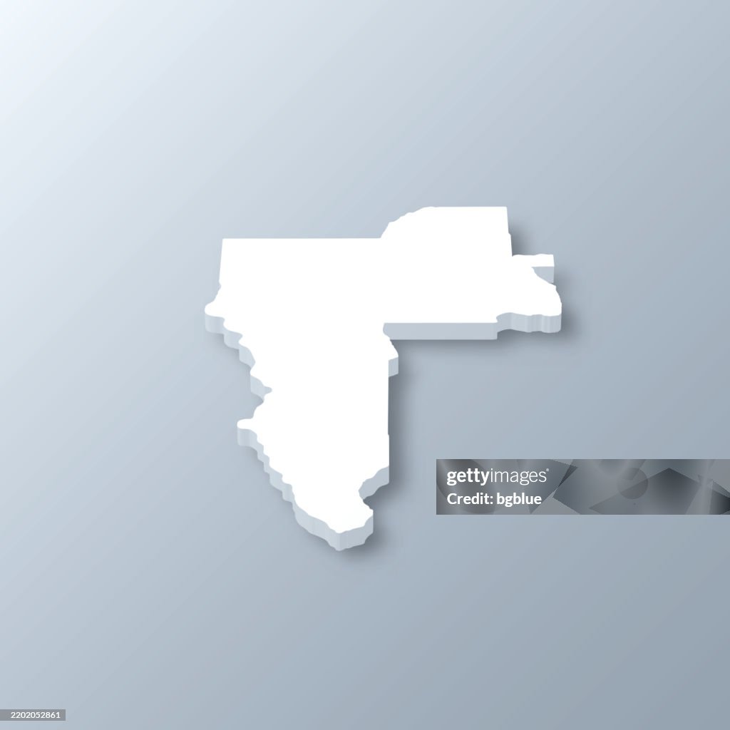 Nez Perce County, Idaho. 3D Map on gray background