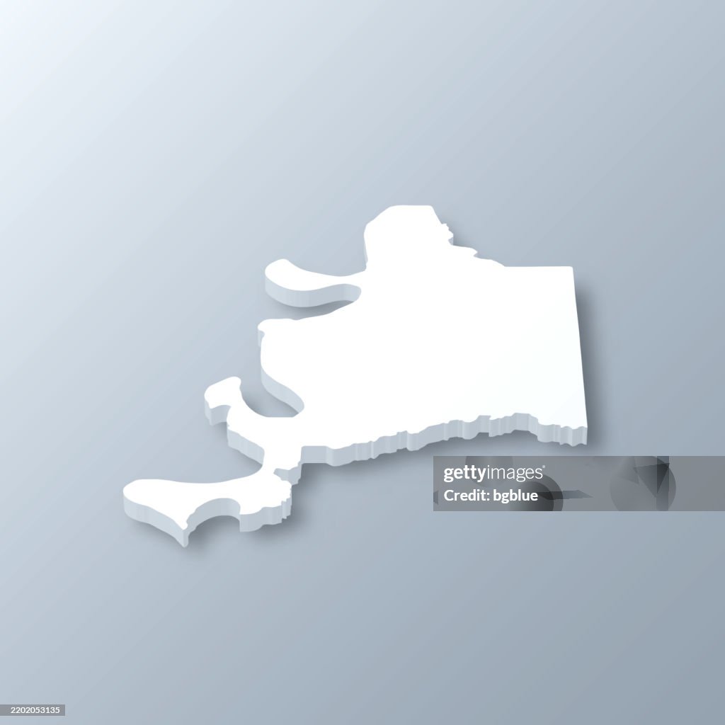 Adams County, Mississippi. 3D Map on gray background