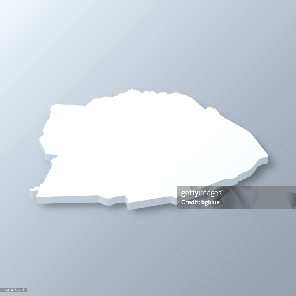 Cumberland County, Tennessee. 3D Map on gray background