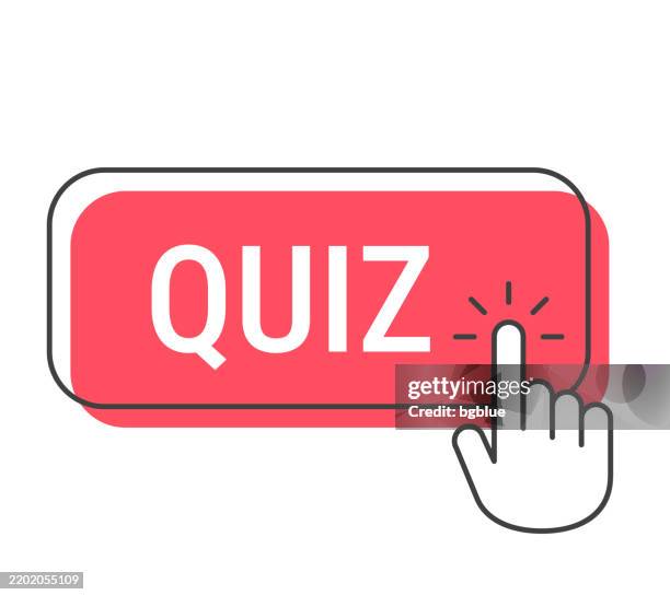 ilustrações de stock, clip art, desenhos animados e ícones de quiz - click button with hand cursor on white background - tap logo