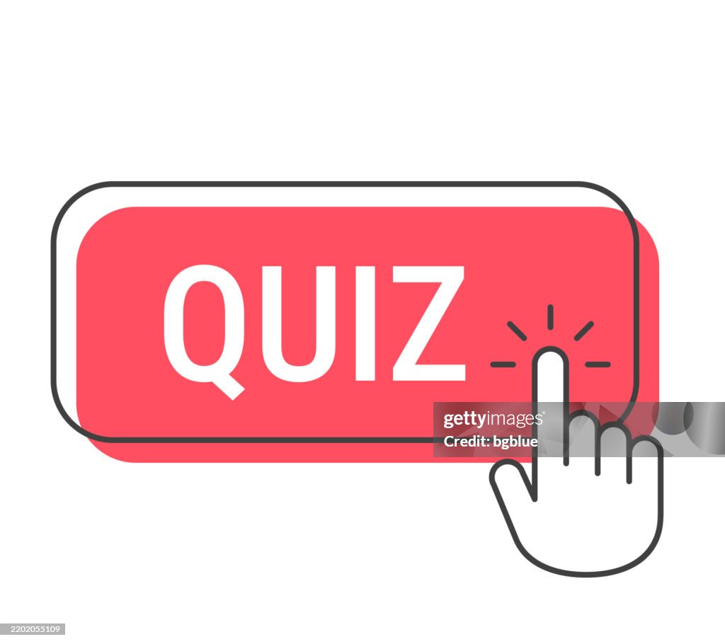 Trivia Button Quiz Click Button With Hand Cursor On White Background High-Res Vector ...