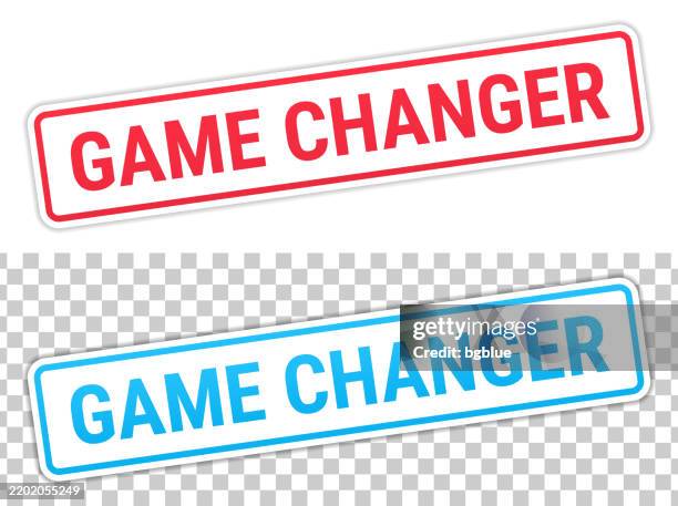game changer - red and blue labels on blank background - changing room stock illustrations
