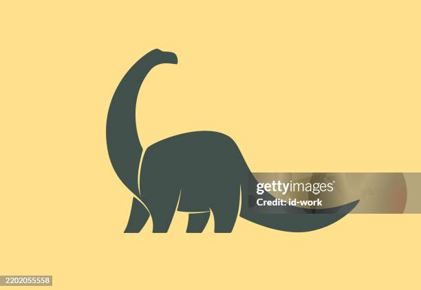 stockillustraties, clipart, cartoons en iconen met brontosaurus dinosaur icons - diplodocus