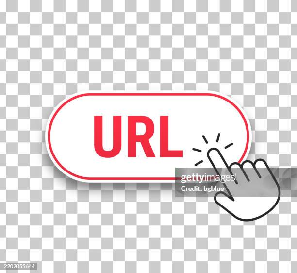 url - uniform resource locator - 3d click web button with hand cursor on blank background - information resources stock illustrations