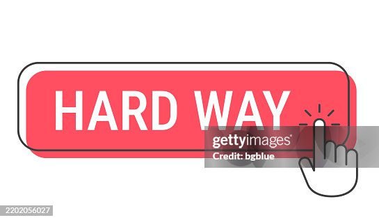 Hard Click Button Hard Way Click Button With Hand Cursor On White Background High-Res ...
