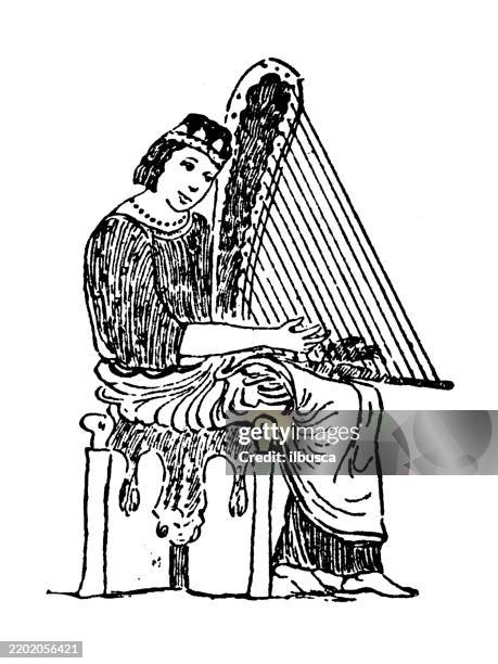 greek sambuca, magadis - greek ethnicity stock illustrations