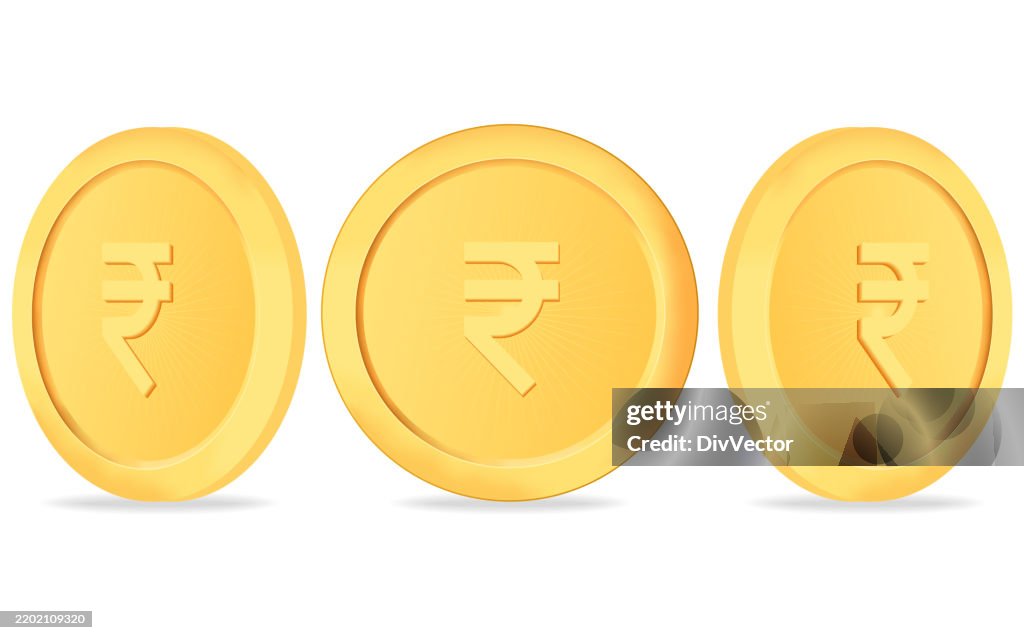 Golden Color Rupees Gold Indian Rupee Coin Set High-Res Vector Graphic - Getty Images