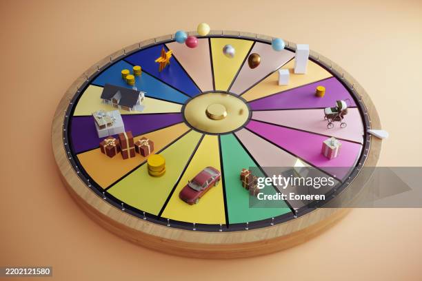 wheel of fortune with rewards - jackpot stock pictures, royalty-free photos & images