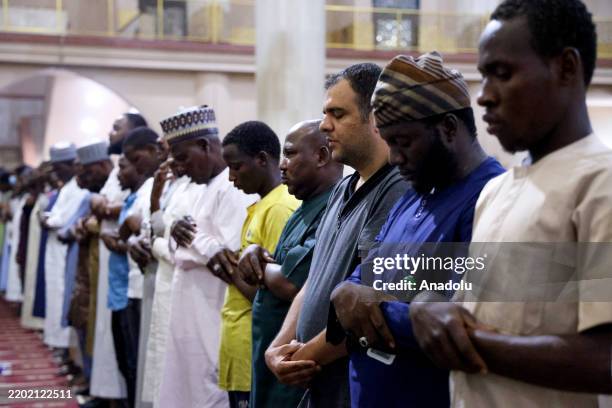 Muslims perform the first tarawih prayer of the holy month of the Ramadan at the Abuja National Mosque in Abuja, Nigeria on March 01, 2025.