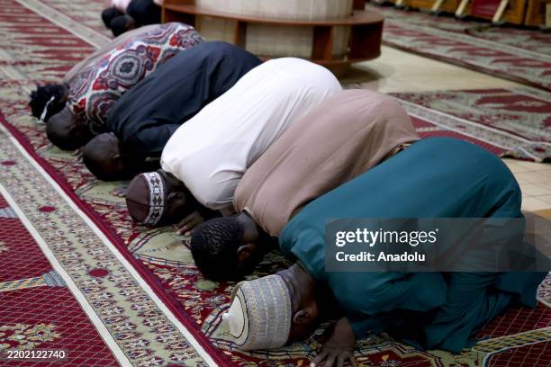 Muslims perform the first tarawih prayer of the holy month of the Ramadan at the Abuja National Mosque in Abuja, Nigeria on March 01, 2025.