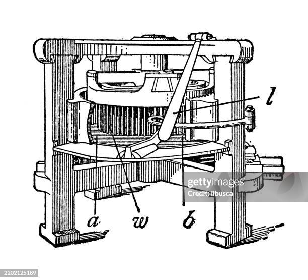 rotary squeezer, puddled iron - lemon squeezer stock illustrations