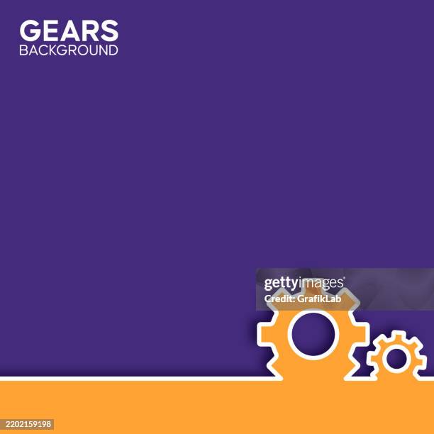 illustration gears purple and orange background - automation abstract background stock illustrations