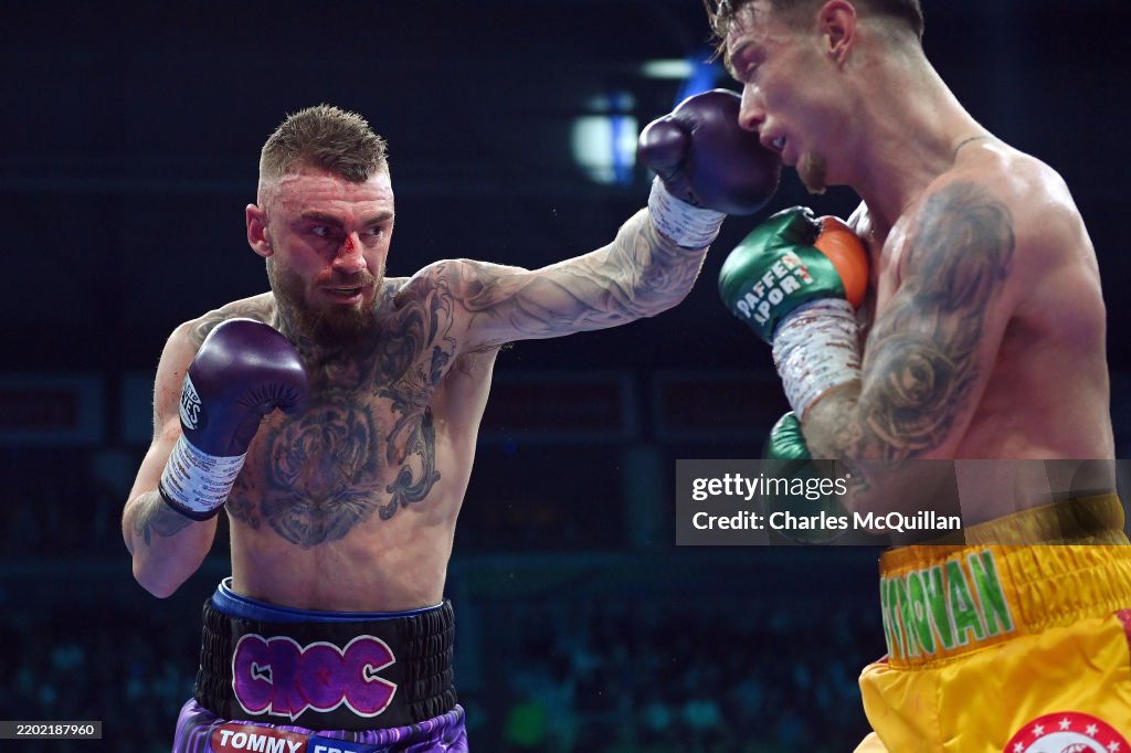 Paddy Boxing Lewis Crocker punches Paddy Donovan during their Welterweight fight ...