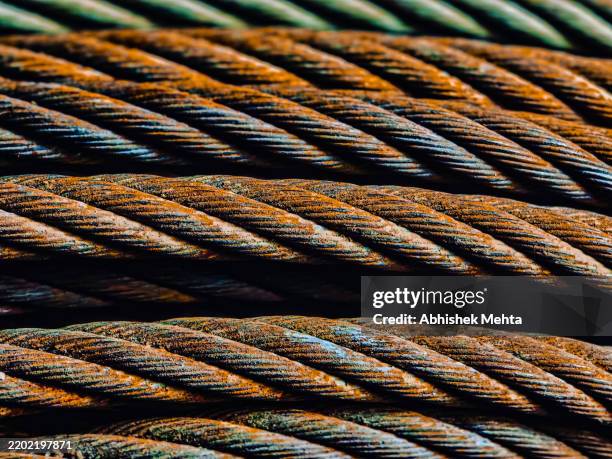 rusty wire rope cable - metal cable texture stock pictures, royalty-free photos & images