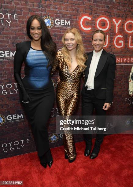 Supermodel Tyra Banks and actors Izabella Miko and Maria Bello attend a 25th anniversary screening and Q&A of "Coyote Ugly" benefiting Global...