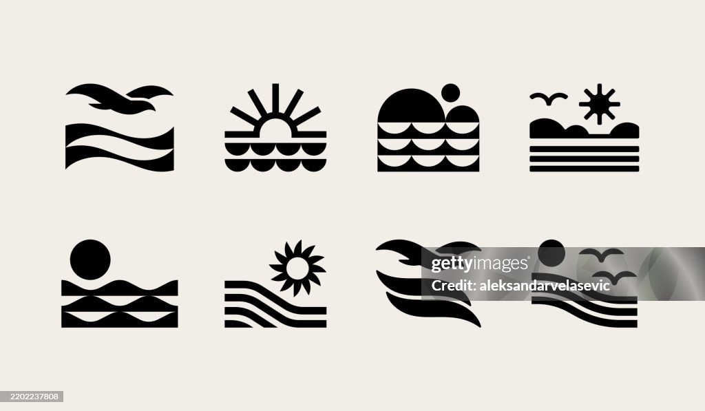 Ocean Sea Surf Sunset Wave Beach Icons