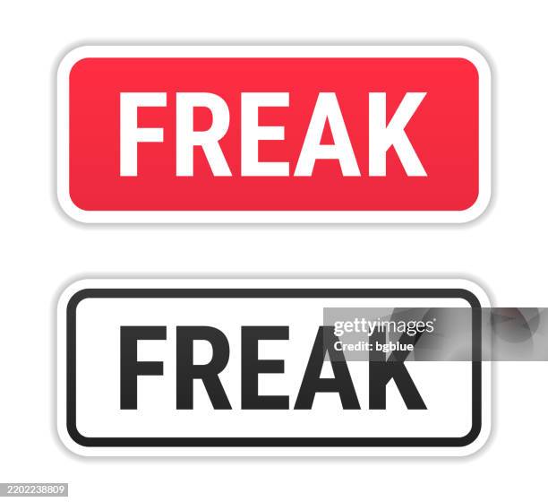 freak - red and black labels on white background - funfair lights stock illustrations