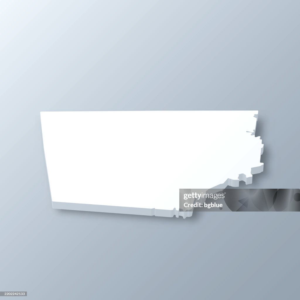 Montgomery County, Tennessee. 3D Map on gray background
