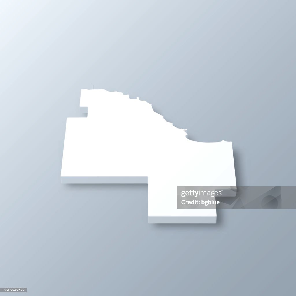 Marquette County, Michigan. 3D Map on gray background