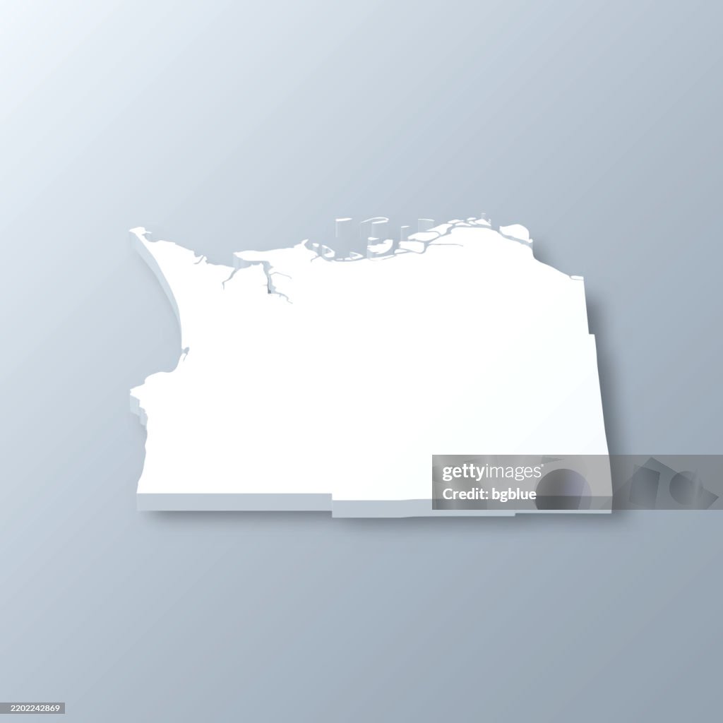 Clatsop County, Oregon. 3D Map on gray background