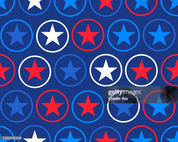 seamless usa american repeating stars background pattern - flag day stock illustrations
