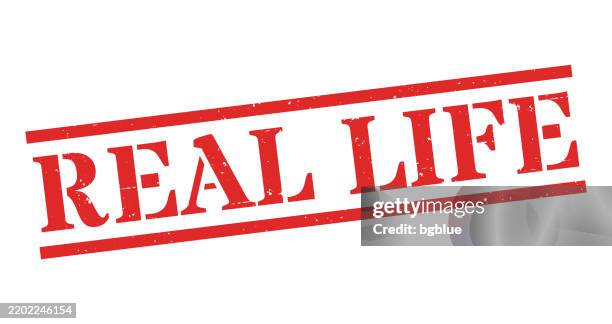 real life - red rubber stamp on blank background - real life stock illustrations