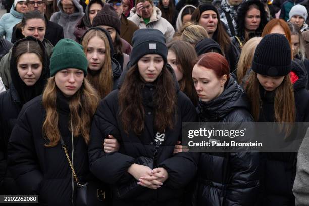 Ukrainians mourn during the funeral service for soldier Volodymyr Rakov on March 2, 2025 in Kyiv, Ukraine. Dancer and choreographer Volodymyr Rakov...