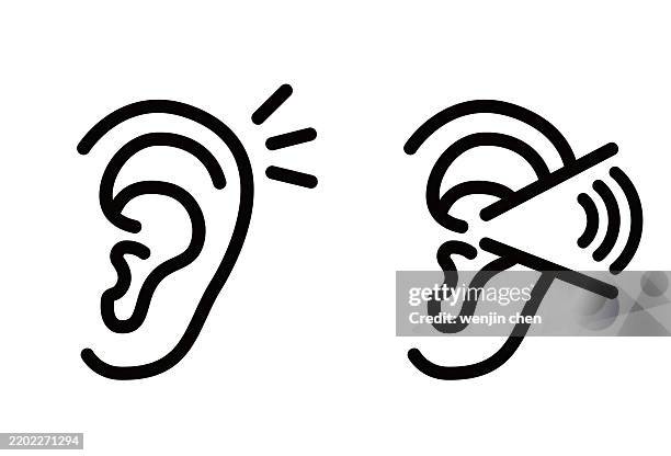 hearing, ear icon - hearing test stock illustrations