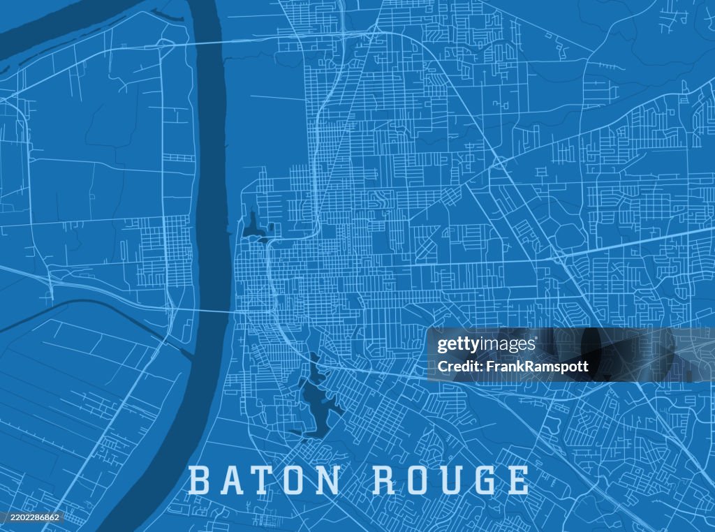 Baton Rouge General Map Baton Rouge La City Vector Road Map Blue Horizontal High-Res Vector ...