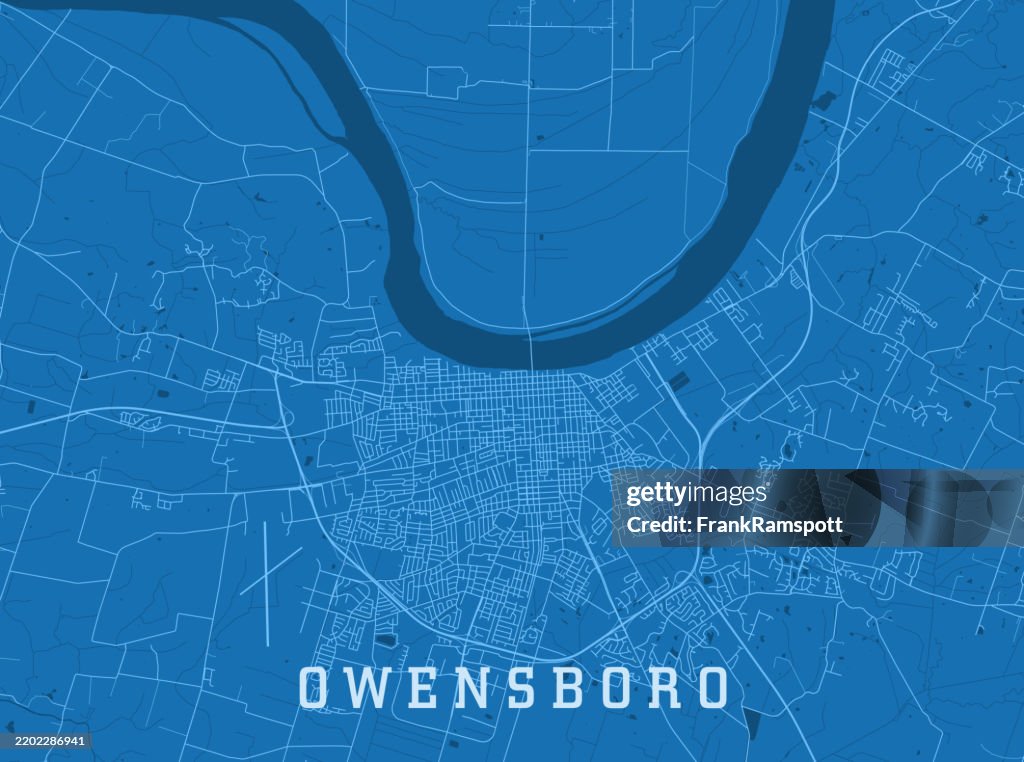 Owensboro KY City Vector Road Map Blue Horizontal