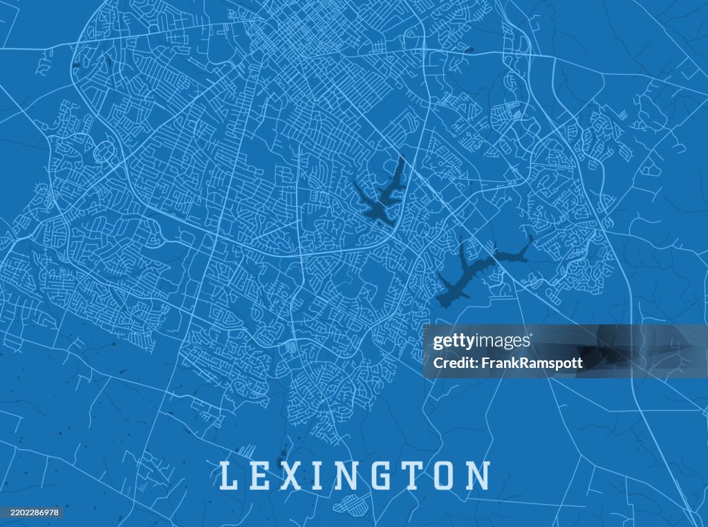 Lexington KY City Vector Road Map Blue Horizontal