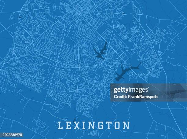 lexington ky city vector road map blue horizontal - lexington ky stock illustrations