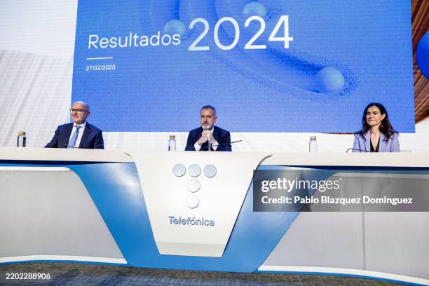 Marc Murtra, Chairman of Telefonica , Ángel Vilá, CEO of Telefonica and Laura Abasolo, Chief Financial and Control Officer Telefónica & Head of...