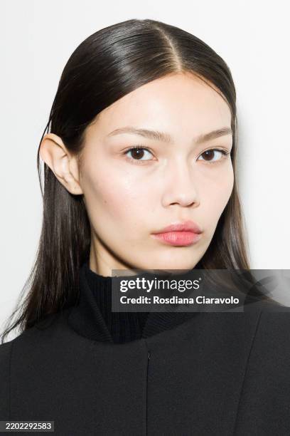 Heather Diamond Strongarm poses backstage at the Max Mara fashion show during the Milan Fashion Week - Womenswear Fall/Winter 2025/2026 on February...