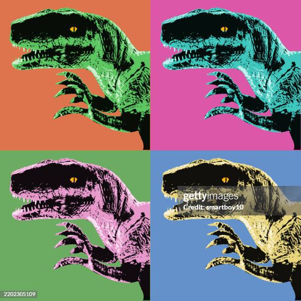 stockillustraties, clipart, cartoons en iconen met dynasaurs - velociraptor - velociraptor