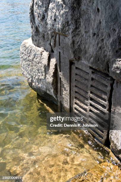 nilometer, elephantine island, aswan, egypt - nilometer stock pictures, royalty-free photos & images