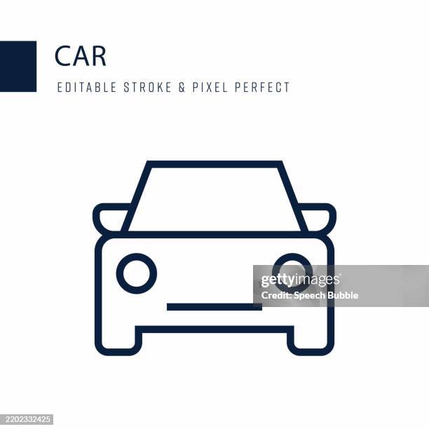 car line icon. editable stroke vector icon. - car front vector stock illustrations
