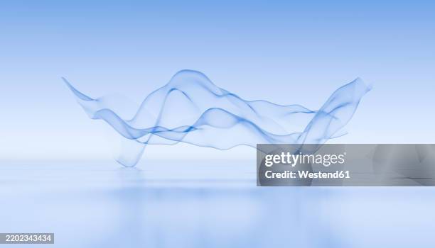 abstract 3d render of blue flowing fabric resembling waves on water - flowing fabric stock illustrations