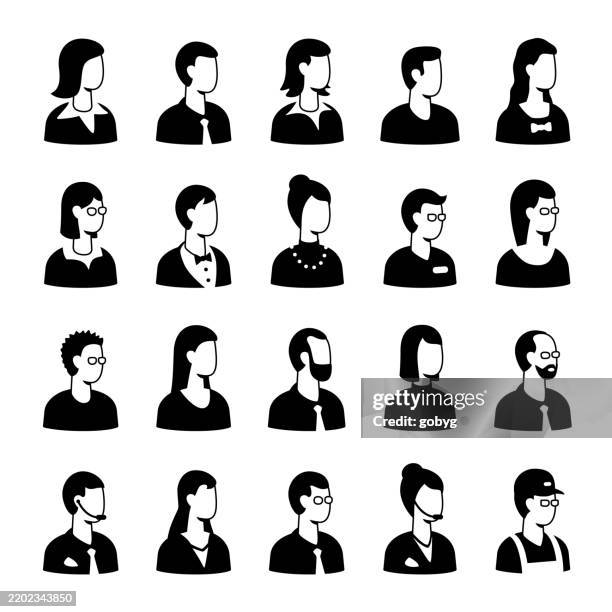 ilustrações de stock, clip art, desenhos animados e ícones de set of flat business avatar icons - avatar