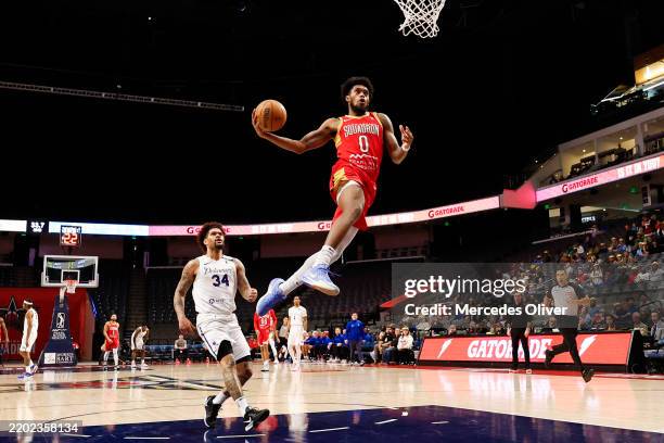 March 2: Keion Brooks Jr. #0 of the Birmingham Squadron dunks the ball against the Delaware Blue Coats on March 2, 2025 at Legacy Arena in...